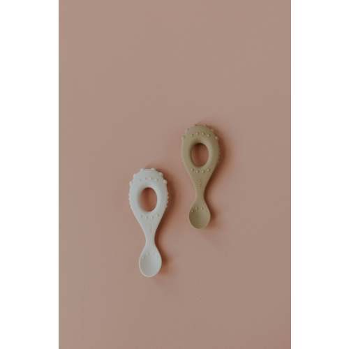 Silicone Baby Spoon 2-Pack Ivory & Sand