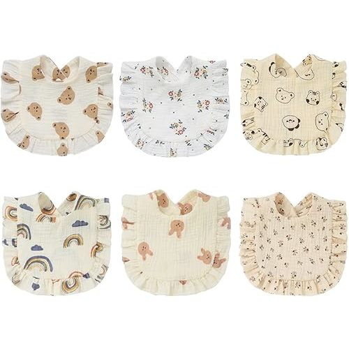 JIAHANG Baby Muslin Bandana Drool Bibs for Boys Girls Adjustable Baby Bibs Set
