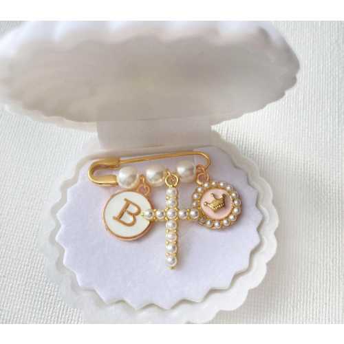 Personalized Pearl Baby Brooch | Baptism Pin