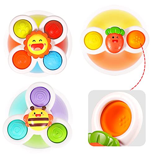 Baby Suction Cup Spinning Top Toys, Window Spinner Spinning Toys For Toddlers  1-3, Pop Up Montessori Sensory Airplane Travel Bath Tub Summer Water Toy