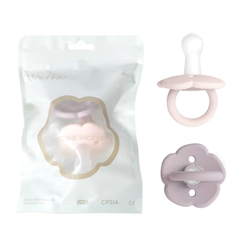 Moonkie Pacifiers Set of 2 | One-Piece Design Baby Pacifier with Large Air Holes | BPA-Free Silicone | Safe for Babies 6 Months+