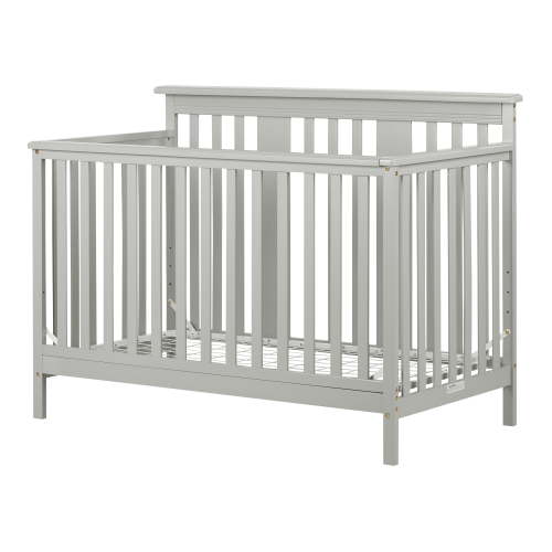 South Shore Modern Baby Crib - 4 Heights with Toddler Rail Soft Gray Cotton Candy-Color:Gray