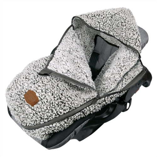 JJ Cole Bundle Me Winter Baby Car Seat Cover and Bunting Bag - Sherpa Lined Infant Car Seat and Baby Carrier Cover - Cozy Gray