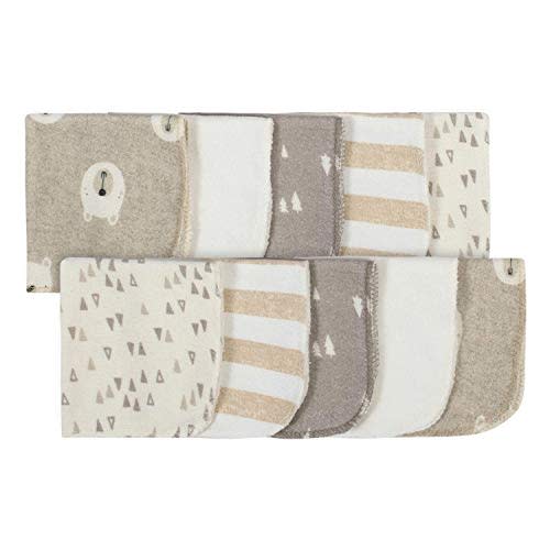 GERBER 10-Pack Washcloths, Oatmeal/Ivory, One Size