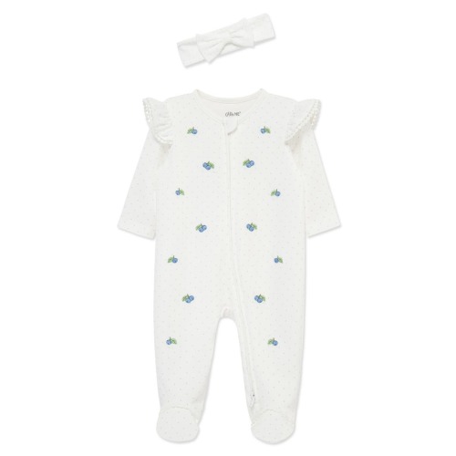 Blueberries Ruffle Cotton Footie & Headband Set (Nordstrom Exclusive)