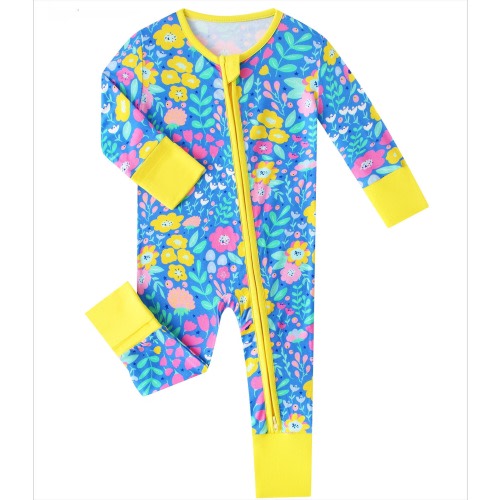 Posh TOT Sunny Blooms Bamboo Baby Convertible Zippy Romper  CINCO DE MAYO PROMO - FINAL SALE