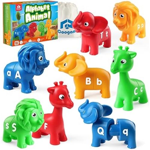 Coogam ABC Letters Matching Game, 26PCS Alphabet Fine Motor Skill Color Shape Recoginition Preschool Educational Montessori Learning Toys for 2 3 4 Years Old Toddlers