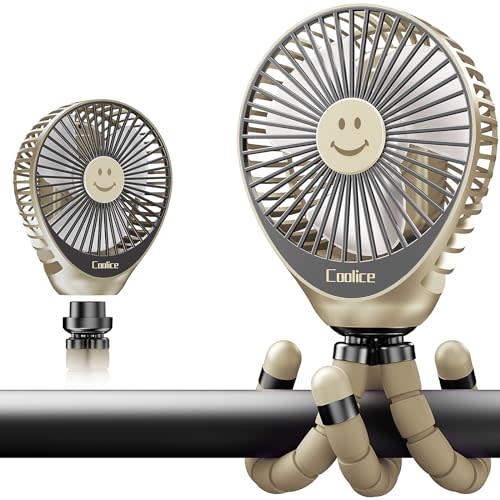Stroller Fan Clip on for Baby, 30Hrs Removable Baby Fan for Stroller and Car Seat, 3 Speeds Baby Stroller Fan, Rechargeable Portable Fan for Stroller with Flexible Tripod for Camping, Hiking and Beach