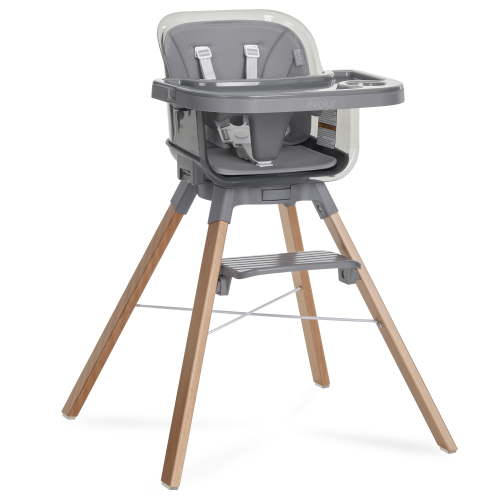 Evolur Bloom High Chair Storm Gray, 360° Rotating Seat, Easily Converts to Adult Stool, Adjustable Foot Rest, Adjustable & Removable Tray Baby High Chair