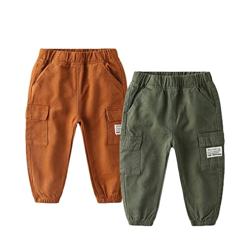 Feidoog Toddler Baby Boys 2/3 Pack Sweatpants Solid Cotton Elastic Waist Trousers Active Jogger Pants