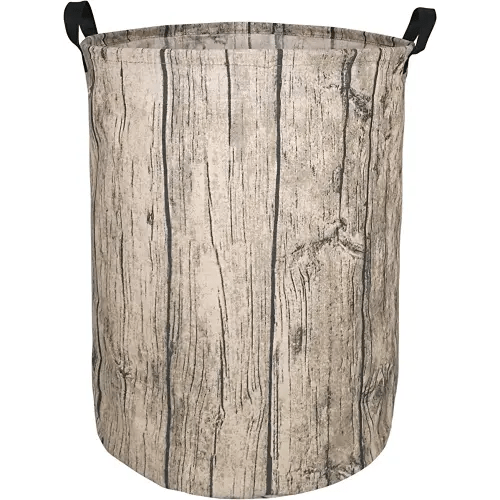 KUNRO Large Sized Round Storage Basket Waterproof Coating Organizer Bin Laundry Hamper for Nursery Clothes Toys (Tree Stump)