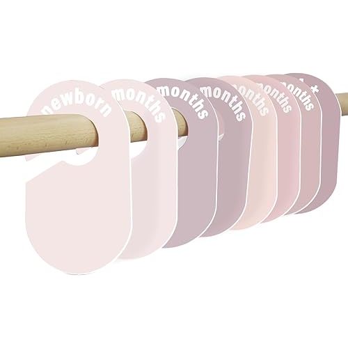 lethooly 8 Pack Baby Closet Dividers – Pure Green Nursery Organizer for Baby Clothes 0-24 Months, Closet Size Markers, Baby Clothing Organizer for Nursery (blush)