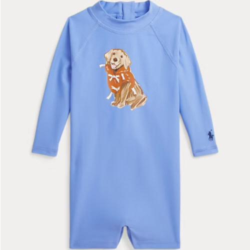 Dog-Print Rash Guard Shortall