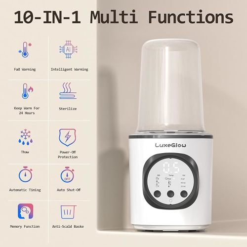 Fast Baby Bottle Warmer for Breastmilk and Formula,10-in-1 Functionality Intelligently Heating, Accurate Temperature Control, Sterilizing, Travel-Friendly Design for All Bottle Sizes