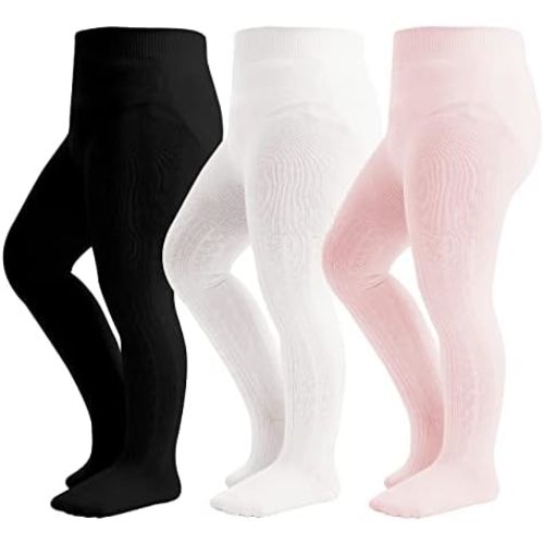 Baby Tights Toddler Cable Knit Leggings 2/3 Pack Cotton Seamless Stockings Pantyhose for Infants Toddlers