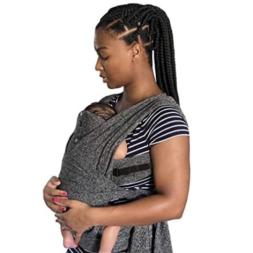 Boppy Adjustable Baby Carrier - Heathered Gray, Hybrid Wrap, 3 Positions, 0m+ 8-35lbs, Yoga-Fabric, Polyester Blend - Adjustable ComfyFit Baby Carrier
