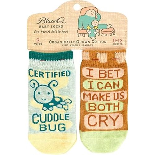 Blue Q Baby Sock Sets, Two Unique Funny Gender Neutral Designs, Organically Grown Cotton, Baby Showers
