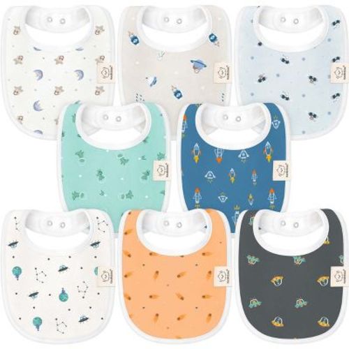 KeaBabies 8pk Organic Baby Bibs for Boy, Baby Drool Bib for Baby Boys and Girls, Newborn Teething Bibs (Cosmo)