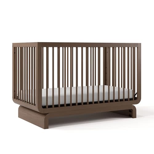 Storkcraft Santorini Deluxe 5-in-1 Convertible Crib with Bonus Toddler Guardrail (Hazelnut) – GREENGUARD Gold Certified, Includes Toddler Guardrail, Fits Standard Crib Mattress, Solid Wood