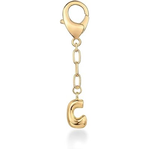 PAVOI 14K Gold Plated Bubble Letter Bag Charm for Handbags - Gold Initial Letter Keychain for Women - Chunky Purse Charm Gift