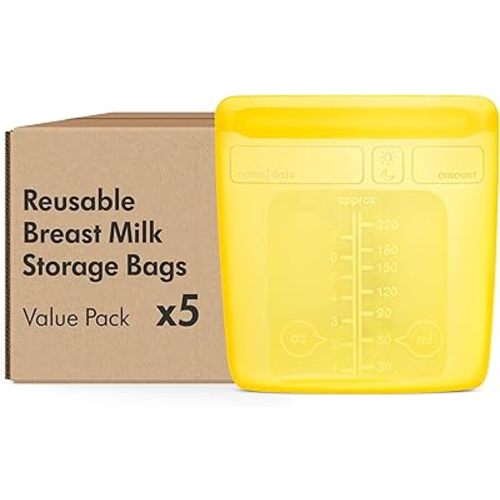 Medela Reusable Silicone Breast Milk Storage Bags with Double-Seal Design, BPA Free, One-Piece, Fridge and Freezer Storable, 220 ml, 500 Uses