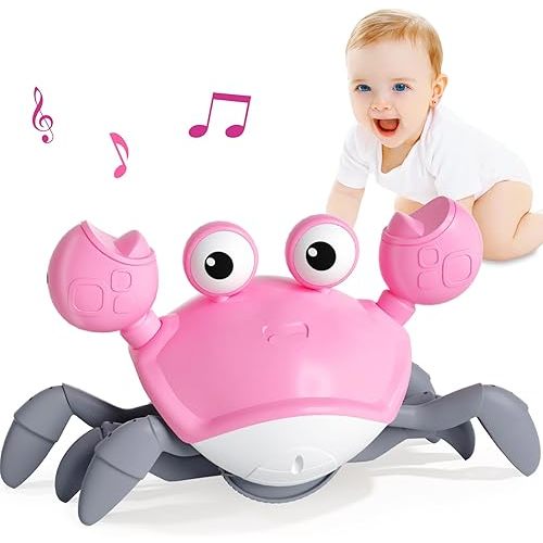 Baby Girl Toys Toddler Gifts: Tummy Time Crawling Crab Baby Toys 6 7 8 9 10 11 12 6-12 9-12 12-18 Months Infant Toddlers Age 1-2 Montessori Musical Toy 1 2 3 Year Old Girls 1st First Birthday Gift