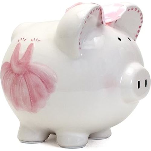 Child to Cherish Ceramic Piggy Bank for Girls, Sparkle Ballet