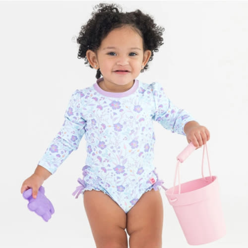 Floral Long Sleeve One Piece Rash Guard