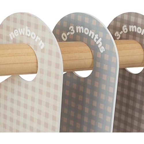 3 Sprouts Baby Closet Dividers Set of 8 - Clothes Organizer Toddler Hanger, Double-Sided Size Labels - Nursery Organization for Newborn Clothing, Infant to 2T Boy & Girl - Gingham
