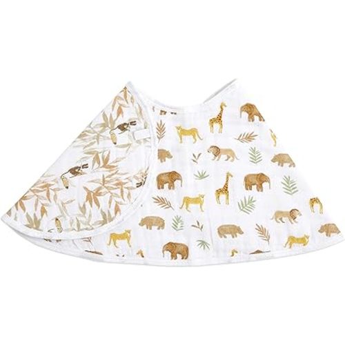 aden + anais Essentials Burpy Bib, 100% Cotton Muslin, Soft Absorbent 4 Layers, Multi-Use Burp Cloth and Bib, 22.5" X 11", Single, Tanzania