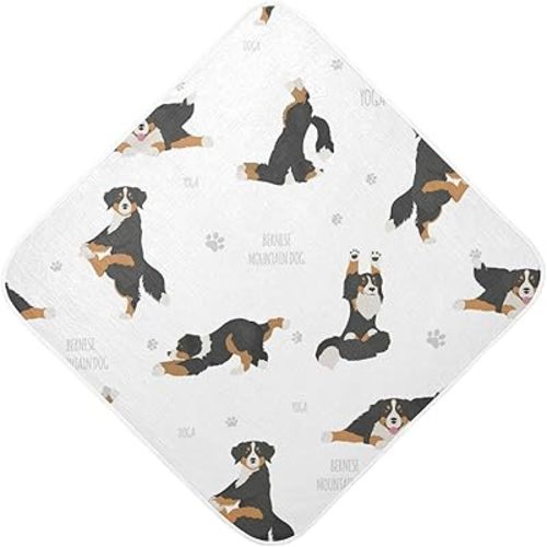 Baby Towel Bernese Mountain Dog Baby Hooded Towel Yoga Dogs Poses Soft Cotton Bath Towels for Baby Newborns Hooded Towel for Boys Girls Infants Toddlers 35x35 Inch