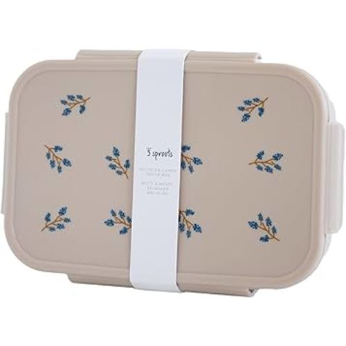 3 Sprouts Recycled Plastic Bento Box for Kids - Premium Eco-Friendly Kids Bento Lunch Box - Leakproof Kid Toddler Lunch Box with Multiple Compartments, Microwave & Dishwasher Safe - Blueberry Taupe