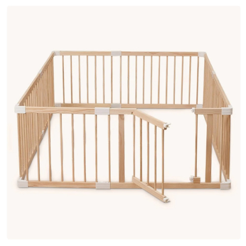 HARPPA Wooden Baby Gate Playpen | Non-Toxic Foldable DIY Adjustable Play Yard for Infants & Toddlers – Natural Finish Baby Fence for Small & Large Spaces