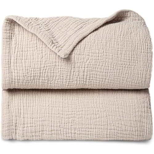 Lulu moon Muslin Quilt Blanket, Crib Blanket for Baby and Toddler,47x47 Inches(Ivory)