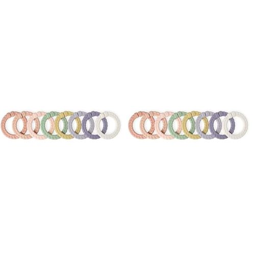 Itzy Ritzy Linking Ring Set; Set of 8 Braided, Rainbow-Colored Versatile Linking Rings; Attach to Baby's Car Seat, Stroller & Activity Gym to Keep Toys Nearby; Pink Rainbow (Pack of 2)