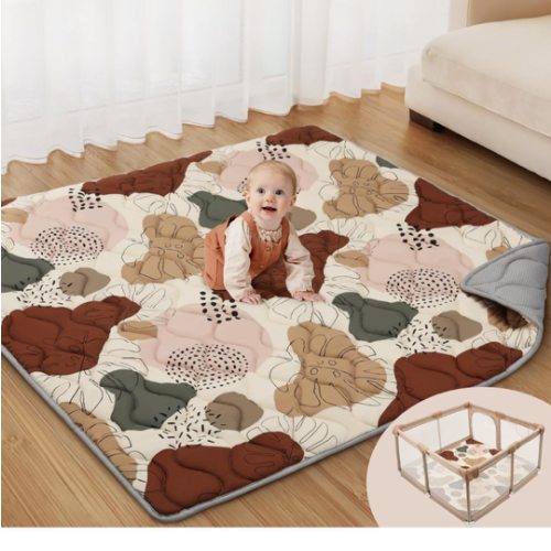 Blissful Diary Baby Play Mats for Floor, 50x50 Crawling Mat for Playpen, Thicken Soft Padding Foam Playmats for Babies and Toddlers Infants, Foldable and Machine Washable, Boho Design