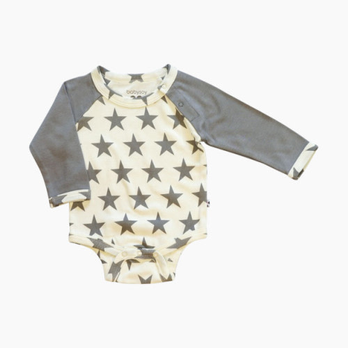 Babysoy Organic Cotton Star Bodysuit - Thunder, 0-3 Months