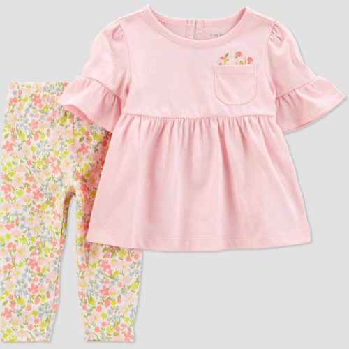 Carter's Just One You®️ Baby Girls' Bunny Floral Top & Bottom Set - Pink Newborn