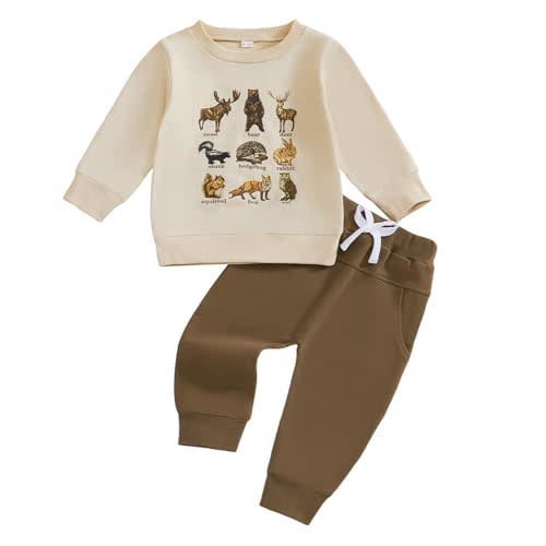 Kupretty Toddler Baby Boys Clothing Set Fashionable Long Sleeve Raccoon Printed Pullover with Pants 2Pcs Fall Outfits