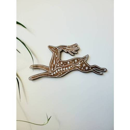 deer wood wall art, woodland nursery decor, animal baby shower gift, nursery wall art boho decor, rustic cabin decor for gallery wall