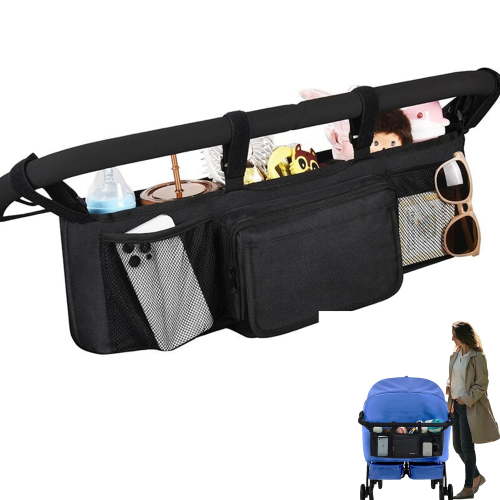 Double Stroller Organizer with 2 Insulated Cup Holders,Baby Stroller Accessories with Cooler Bottle Bag Parent Console Jogging Stroller Organizer