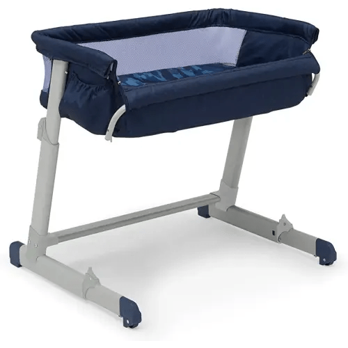 GAP babyGap Whisper Bedside Bassinet Sleeper with Breathable Mesh and Adjustable Heights - Lightweight Portable Crib - Made with Sustainable Materials, Navy Camo