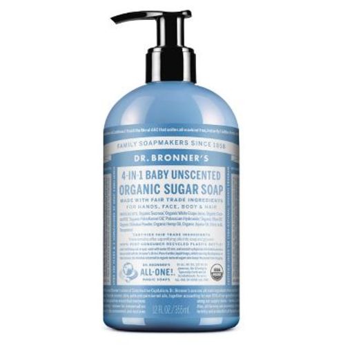 Dr. Bronner's Organic Baby Sugar Soap - Unscented - 12 fl oz