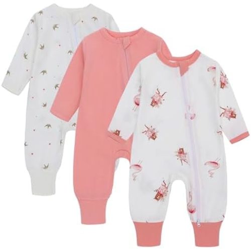 Baby Sleep Sack Long Sleeve Wearable Blanket Baby with Legs 2-Way Zipper 0.5 Tog Cotton for Newborn/Infants/Toddler