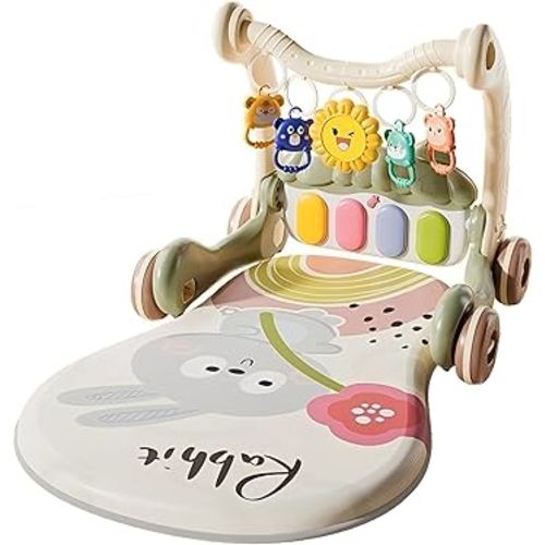Baby Walker with Tummy Time Mat and Stroller Toys-Sit-to-Stand Walker for Baby Development-Ideal Baby Push Walker and 6-Month-Old Baby Must-Haves-Fun Learning Playtime