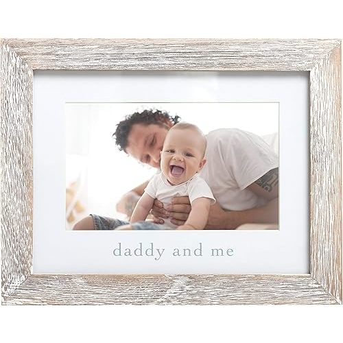 Pearhead Daddy & Me Baby Picture Frame, Gender-Neutral Dad & Baby Frame, Nursery Decor, 4" x 6" Photo Insert, Wood