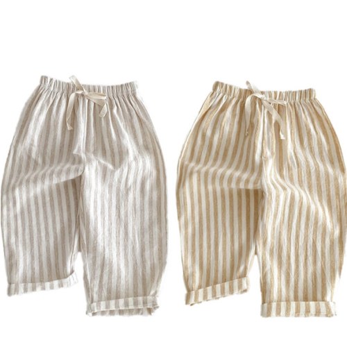 Ashmyova Classic Casual Pants for Boys Thin Cotton Stripe Elastics Waist Spring Summer Trousers Toddler Long Pants 2Pcs