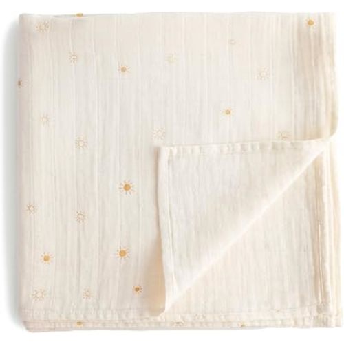 mushie Muslin Baby Swaddle Blanket | 100% Organic Cotton (Sun)