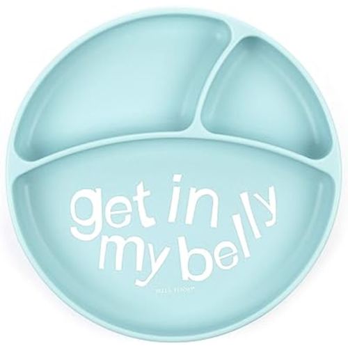 BELLA TUNNO Wonder Plate - Silicone Suction Plates For Baby and Toddler Plates, Microwave and Dishwasher Safe Food-Grade BPA Free Silicone, Get In My Belly One Size WP29