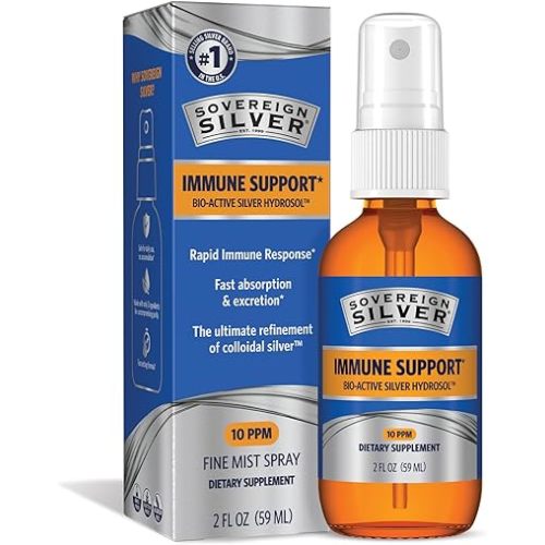 Sovereign Silver Immune Support, Colloidal Silver, Bio-Active Silver Hydrosol,10 ppm, Fine Mist Spray, 2 Fl Oz